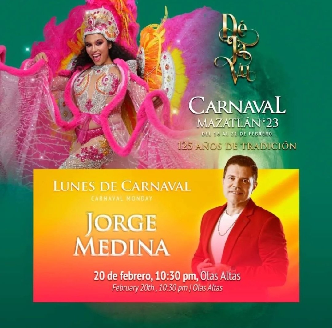 idgruperaofi's tweet photo. #IdentidadGrupera @j_medina37 será de los estelares en CARNAVAL MAZATLÁN 23 que se realizara del 16 al 21 de febrero!!
#Rt @Sergitogomez13 https://t.co/O0cVmFXbpZ