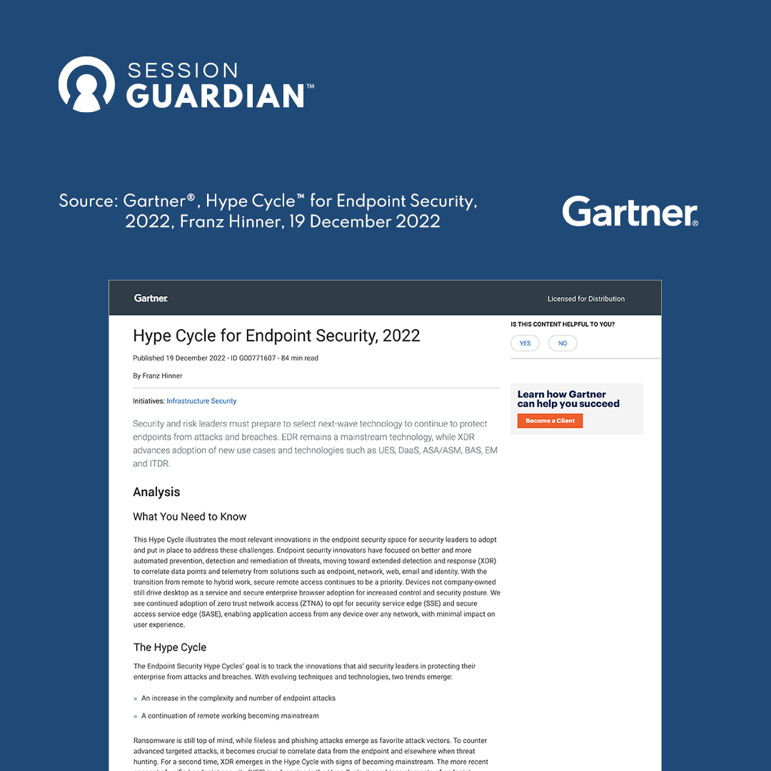 SessionGuardian's tweet image. VDI/DaaS has a massive security gap. This fixes it.

SessionGuardian has just been recognized by Gartner® as a Sample Vendor for VDI/DaaS Endpoint Security. 

Check out the full report here: hubs.la/Q01xVJfR0