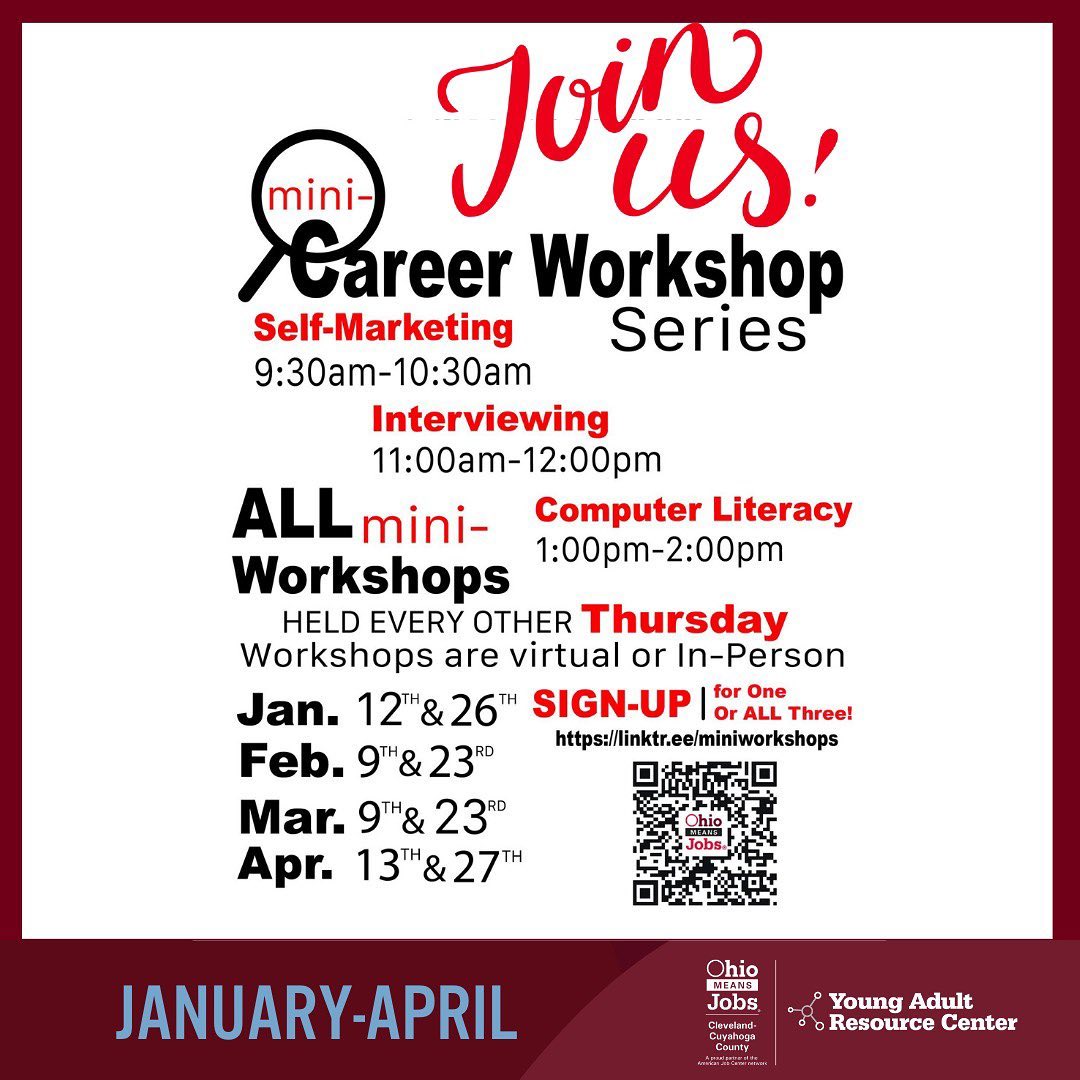 🚨 OMJCC is introducing NEW Mini-Career Workshops!

🚨 This series will be held every-other THURSDAY of the month!
ALL 3 WORKSHOPS held Virtually or In-Person

🚨 To Sign-up, Scan the QR code OR LINK IN BIO of <a href="/OhioMeansJobs/">OhioMeansJobs</a>