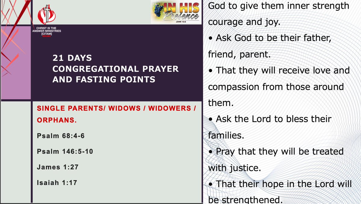 James 1:27
Religion that God our Father accepts as pure and faultless is this: to look after orphans and widows in their distress and to keep oneself from being polluted by the world.