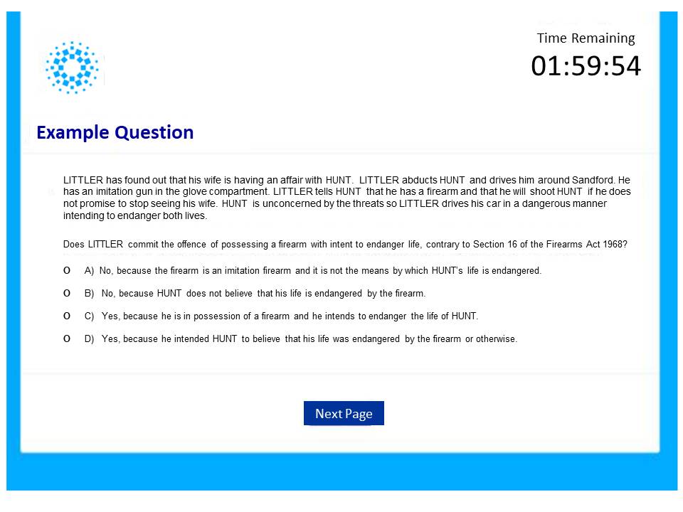 checkmatetrain's tweet photo. WHAT DOES AN EXAM MCQ LOOK LIKE?
The College of Policing provide an example in their 'Online Examination Candidate Guide'.
This is a typical 'A'-type MCQ (the same format used by Blackstone's when presenting their MCQs). https://t.co/T2fpVwlWEG