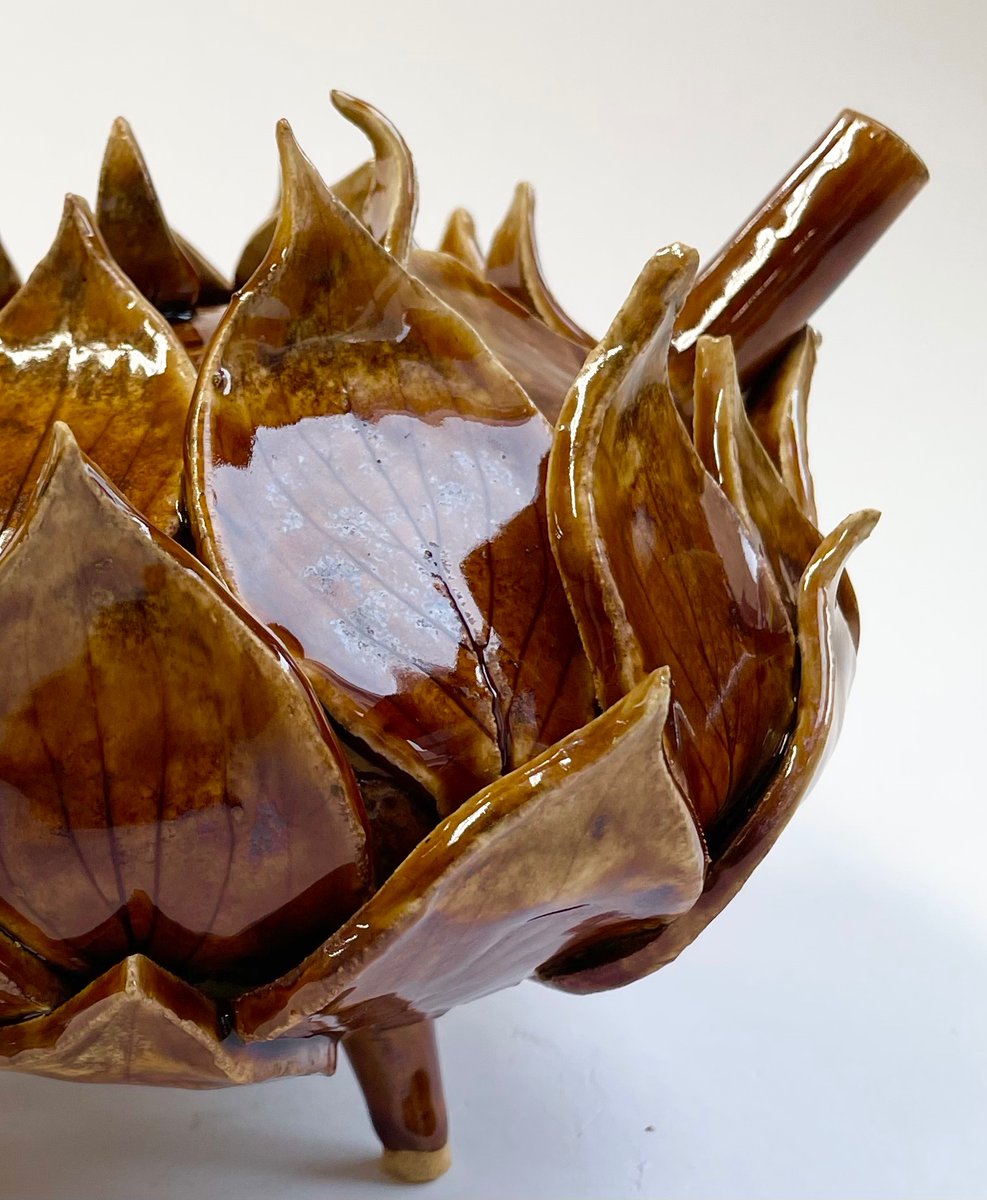 Emerson’s gorgeous teapot titled “Thistle Teapot”, made in Advanced Ceramics class at WHS! #ceramics #wiltonwayct