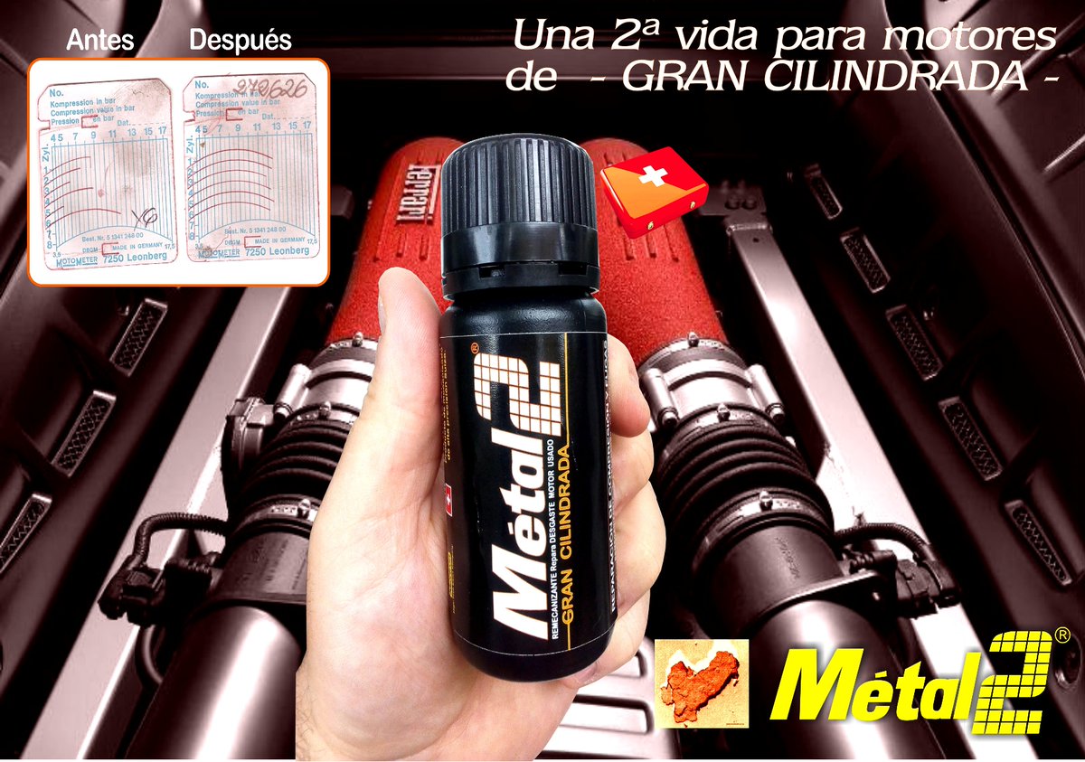 reparamotor's tweet photo. ¿ Te ha pasado alguna vez que en cuestas ya no puedes ni con la tercera ? Eso es falta de compresión. Falta par motor y naturalmente potencia. Pero el motor la tiene! aunque por las fugas microscópicas entre metal de piezas, se pierde. Volverás a esa fuerza original con METAL2 !! https://t.co/TWu7weq7i1