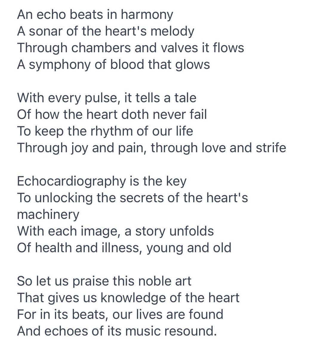A ode to echocardiography courtesy of chatGPT. #EchoFirst