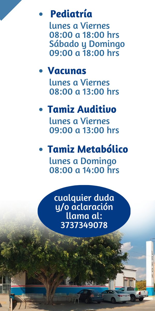 ZMaterno's tweet photo. UEAON Zapotlanejo esta a tu servicio (Hospital Materno Infantil Zapotlanejo)
Recuerda que puedes llamar al 3737349078 para cualquier duda y/o aclaración. 
Domicilio: Cantera Piñón 616, La Ceja, Zapotlanejo, Jalisco https://t.co/Z9pMhD5e89