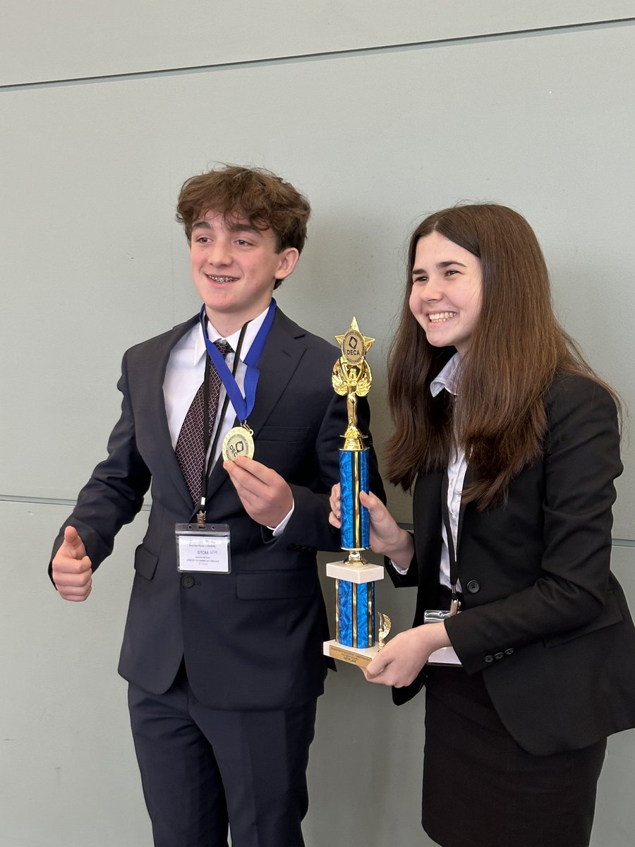 Congratulations to Brendan Riche for placing top 7 in his category and Caroline O’Brien for winning her category. Both will advance to states in March! <a href="/ETraceyAP/">ETraceyAP</a> <a href="/mass_DECA/">Massachusetts DECA</a> <a href="/CentralMATweets/">Central Mass Tweets</a> <a href="/NorthbridgePS/">NorthbridgePS</a>