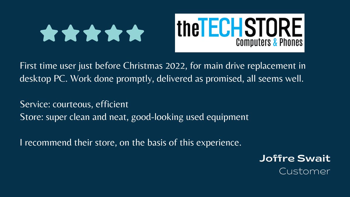 TheTechStoreSC's tweet image. Thank you for the great 5 star review!  #ThankfulThursday #TestimonialThursday #greenvillesc #technology #computerrepair #laptoprepair #phonerepair #tabletrepair #newcomputer