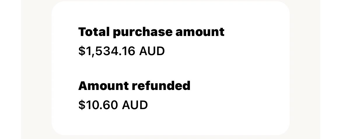 My favourite thing about <a href="/Qantas/">Qantas</a> cancelling our flights last month is that after they processed a “full refund” in line with their written policies, they only returned $10 of a $1500 booking and now I get to spend more time making complaints and reporting them. 🤌🏻