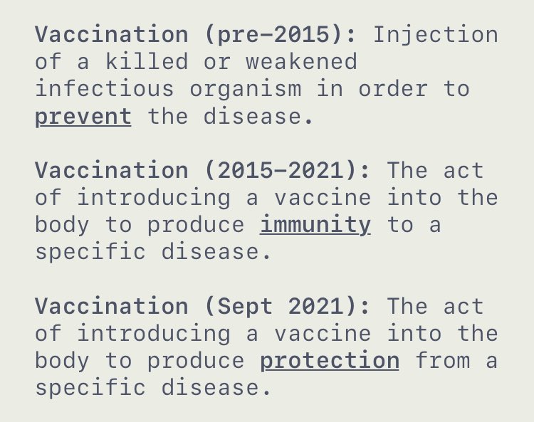 RepThomasMassie's tweet image. Because COVID shots don’t provide immunity, they don’t even meet the widely accepted definition of a vaccine. 

CDC changed their definition.

I would argue that lawmakers who created federal laws limiting liability for vaccines did not intend for their laws to cover these shots.