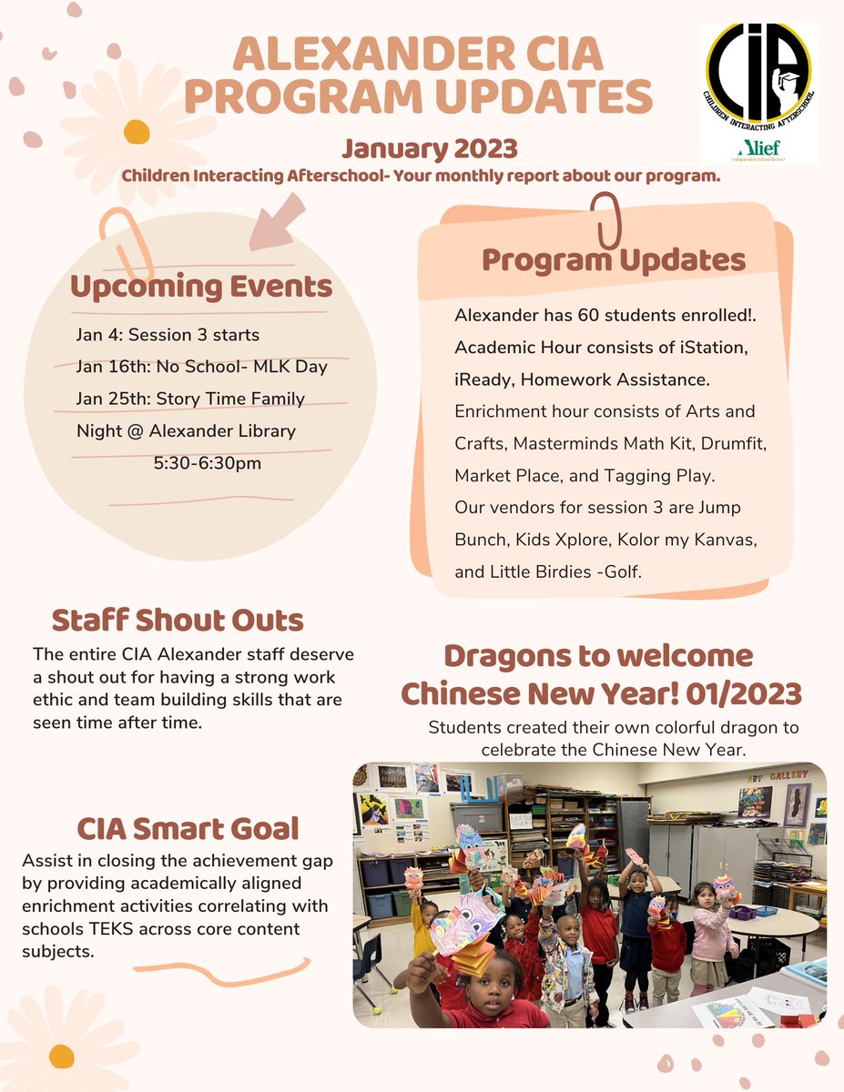 Check out what's happening this month at Alexander CIA!!!