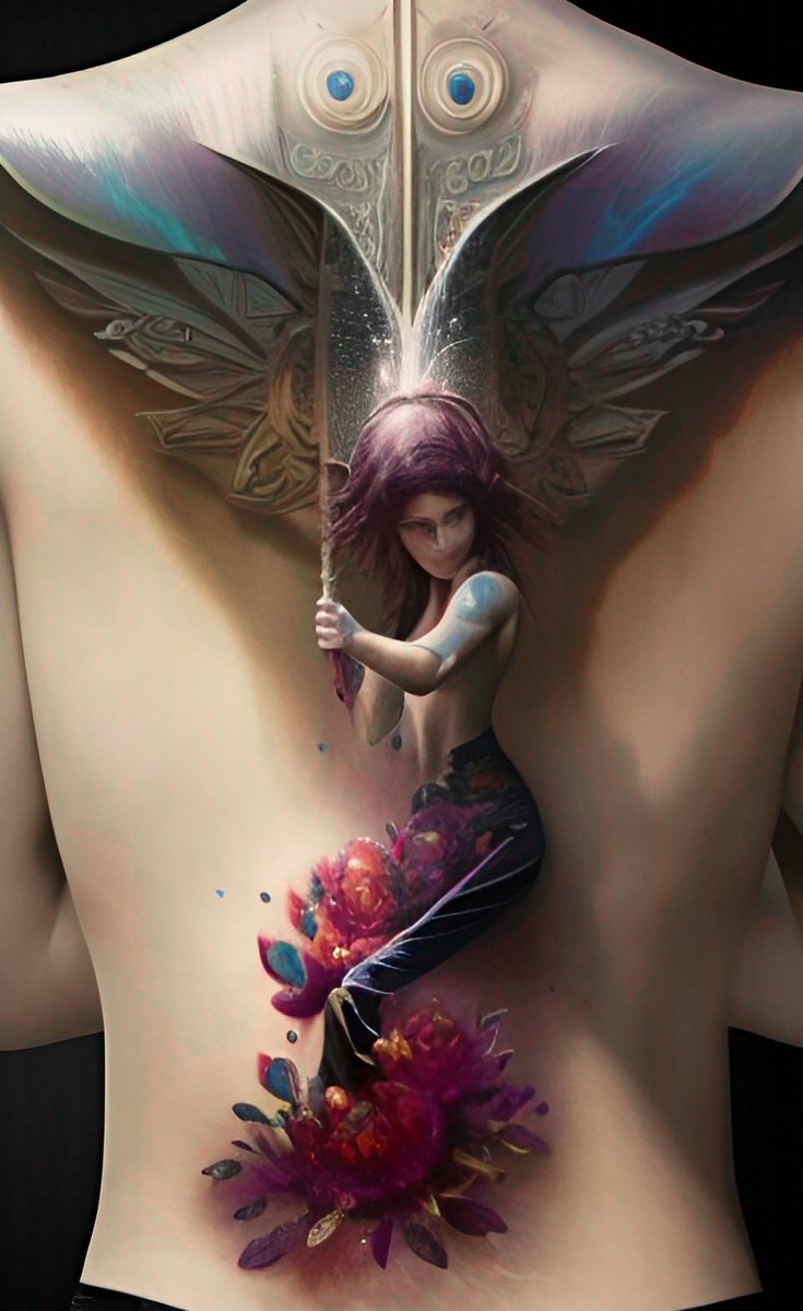 krofder's tweet photo. AI assisted tattoo back art https://t.co/l6bjq5WR2j