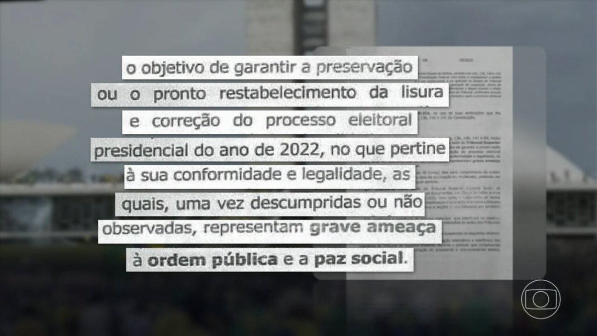 eixopolitico's tweet photo. 🇧🇷 TV Globo teve acesso com exclusividade à minuta do decreto  encontrado na casa de Anderson Torres.

Texto criaria uma Comissão de Regularidade Eleitoral, composta por 8 membros indicados pelo Ministério da Defesa e 9 civis, incluindo integrantes de MPF, PF, Senado e Câmara. https://t.co/97RtYxsZpA
