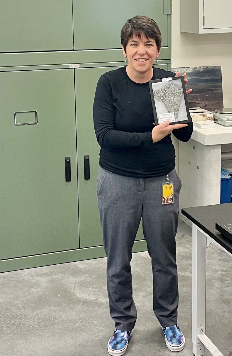 minwadhwa's tweet image. Happy Spring 2023! I’m psyched to be teaching a course on sample return missions. Newly appointed director of @ASUMeteorites (Rhonda Stroud) showed off the newest acquisitions (including a beautiful slice of a Moon meteorite) to my students this week! #SpaceRocks #SampleReturn