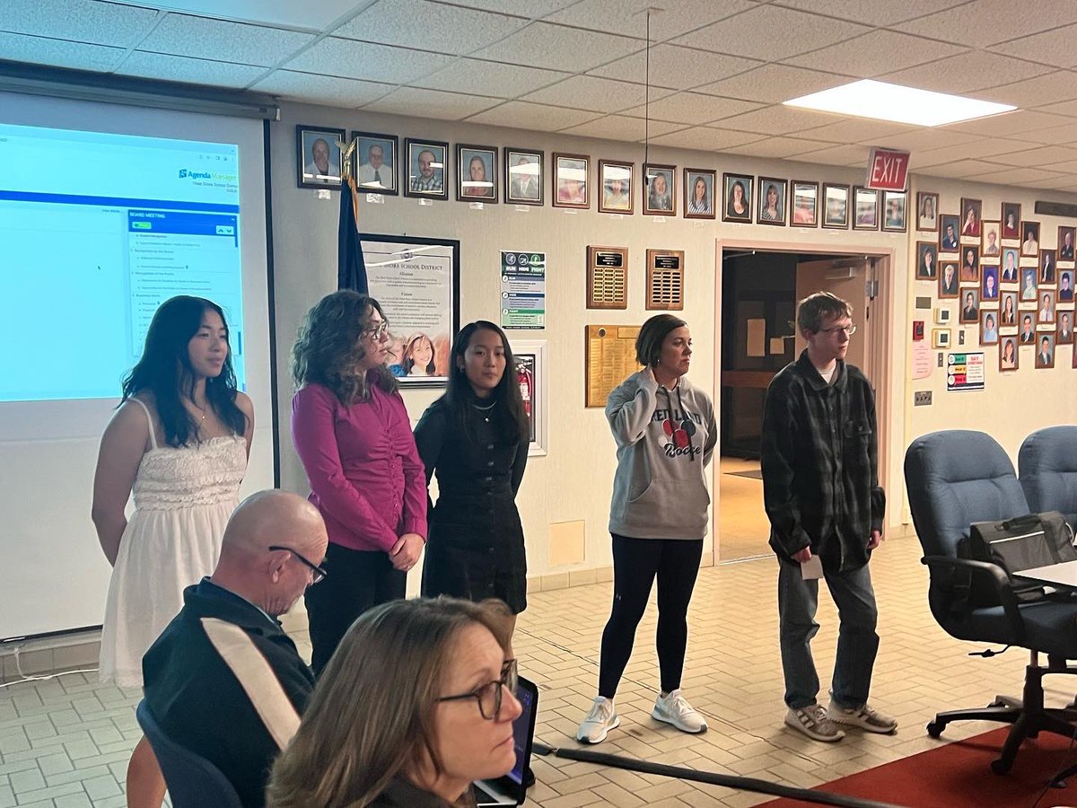 RedLandHS's tweet image. Tonight the Board recognized the efforts of Ava, Faith, Kathy, and Mrs. Amy Snyder with their first aid assistance they provided Noah a few weeks ago. We are so grateful for all that you did to ensure his safety! #patriotpride