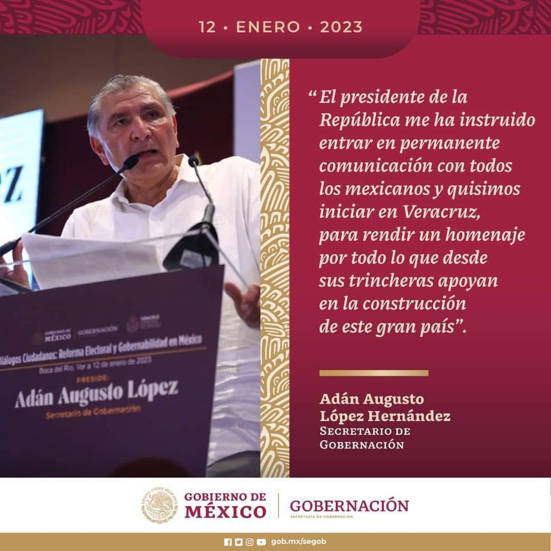 El secretario de #Gobernación, Adán Augusto López Hernández , señaló que el presidente de la República le instruyó estar en permanente comunicación con las y los mexicanos a través de un #DiálogoCiudadano que inició en #Veracruz en homenaje a quienes han aportado a la 4 Transform