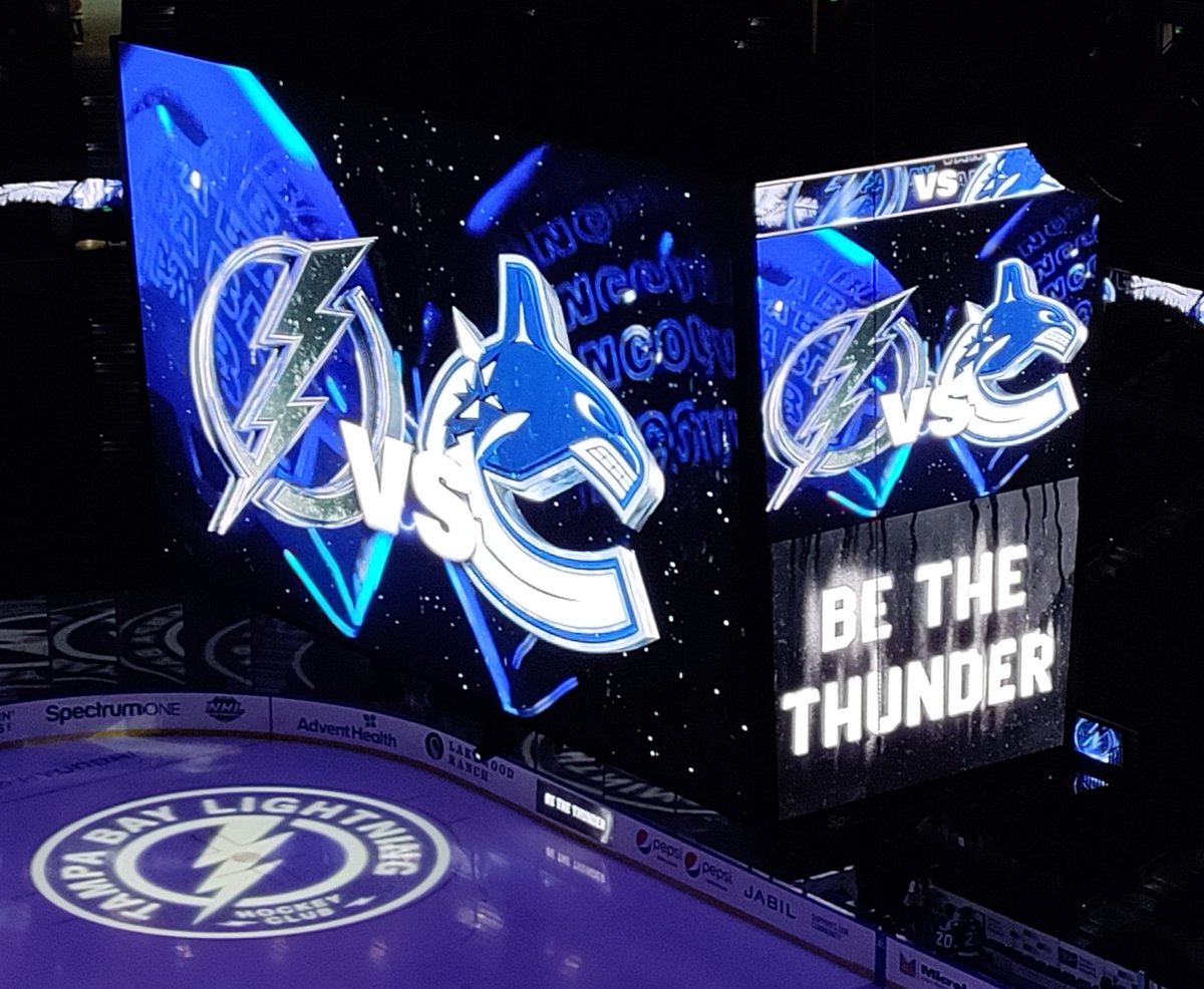 AKaplanDink's tweet photo. Working NHL Tampa Bay Lightning vs. Vancouver Canucks at Amalie Arena. 
⚡GO BOLTS!!⚡ https://t.co/jpWDj8kh3j
