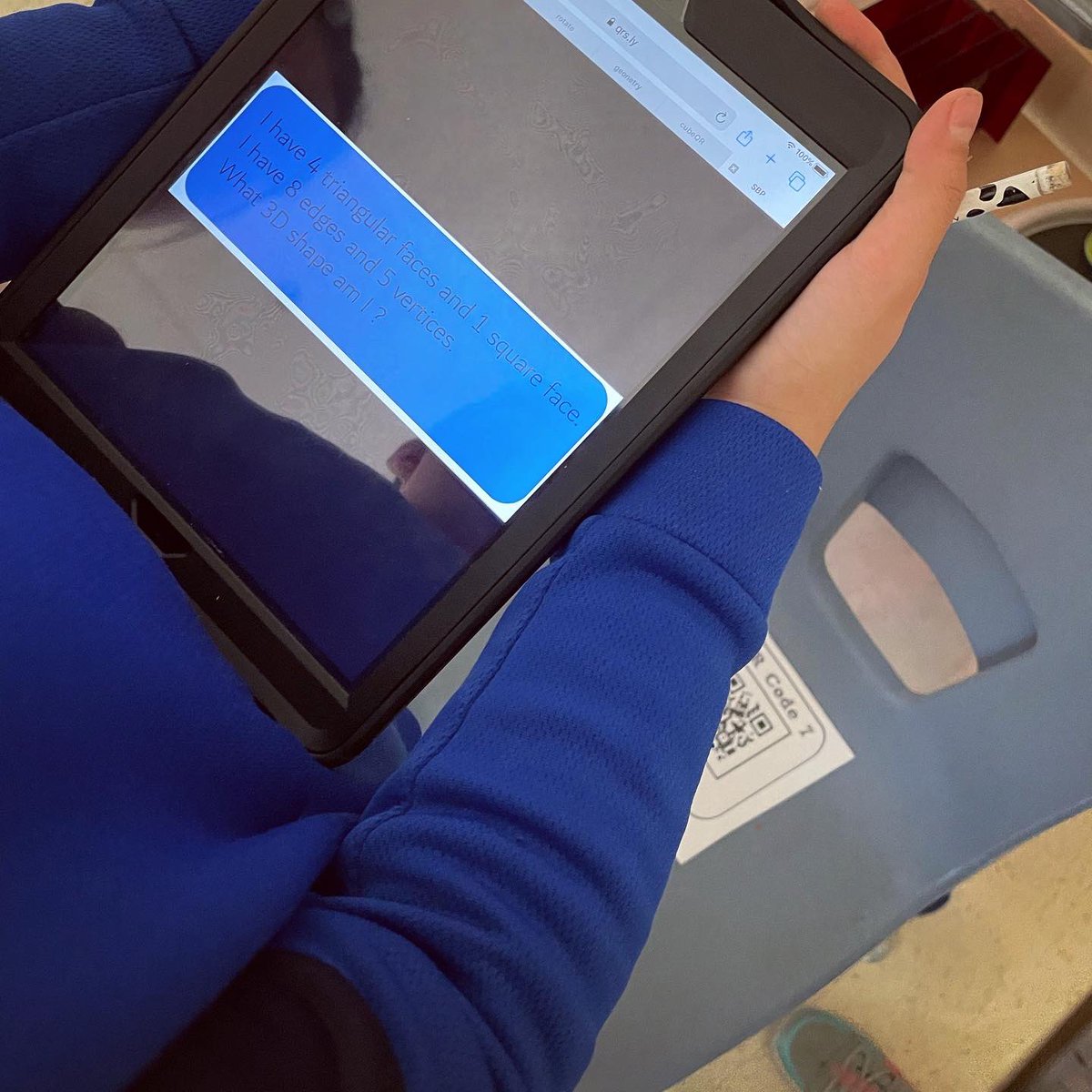 mstibollo's tweet photo. More fun math review for students to practice for their upcoming spatial sense assessment. Students move around the room, scan QR codes, and answer the questions on their worksheet 📚✏️ a fabulous way to incorporate different learning styles and movement around the classroom! 🙌🏼 https://t.co/LqymyNHXCg