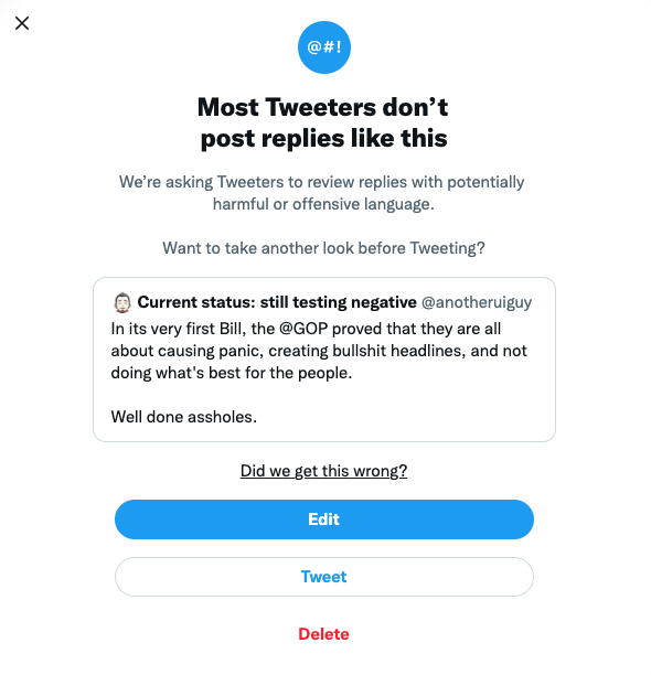 Current status: still testing negative tweet media