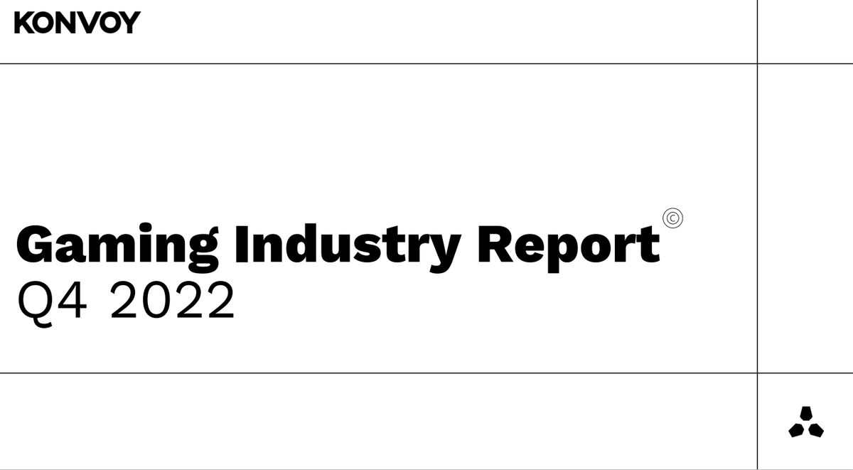 joshchapmn's tweet photo. 1/8 - Starting today, we are launching the quarterly Konvoy Gaming Report:  

- VC funding (by stage / region)
- Top deals of the quarter 
- Public markets + M&amp;A
- Trends: mobile, console, XR, web3, regulation

Download the report: https://t.co/zRgv8370TZ https://t.co/LrDxYuV8eH