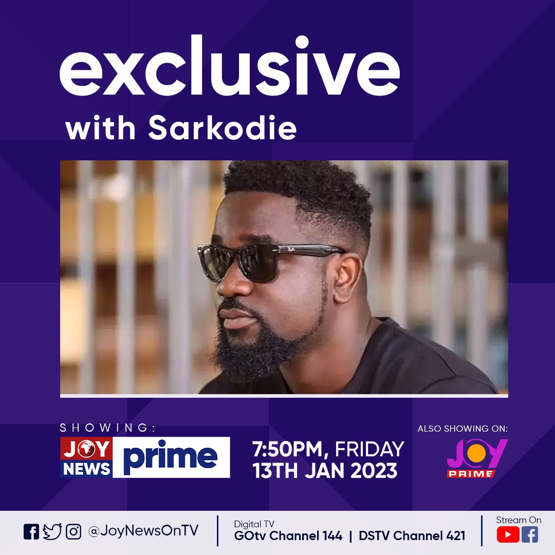 iambecky23's tweet photo. The long wait is over! Watch my exclusive interview with musician @sarkodie on the 13th of January 2023 on the JoyNews channel at 7:50pm sharp. 
@RogerSarkodie @SarkNation1 @SarkoholicsGH @ODESCO_SARKCESS https://t.co/hDmSpfZeyF