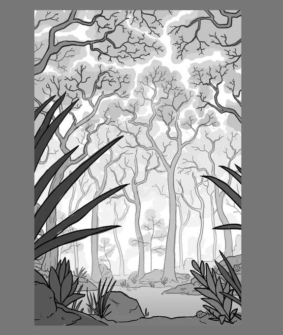 [drags myself out of a pit] HI EVERYONE! Sorry for the radio silence, I've been caught in the throes of thesis! 

Here's some background layouts/BG paint I've been working on recently. 