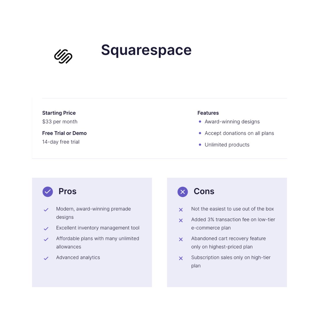 Squarespace isn’t the easiest platform, but it’s a good pick for design and has no limits on bandwidth, storage (except video), or products. It is an ideal e-commerce platform for online sellers that want gorgeous pre-designed templates.

#digitalmarketing #business #Digital