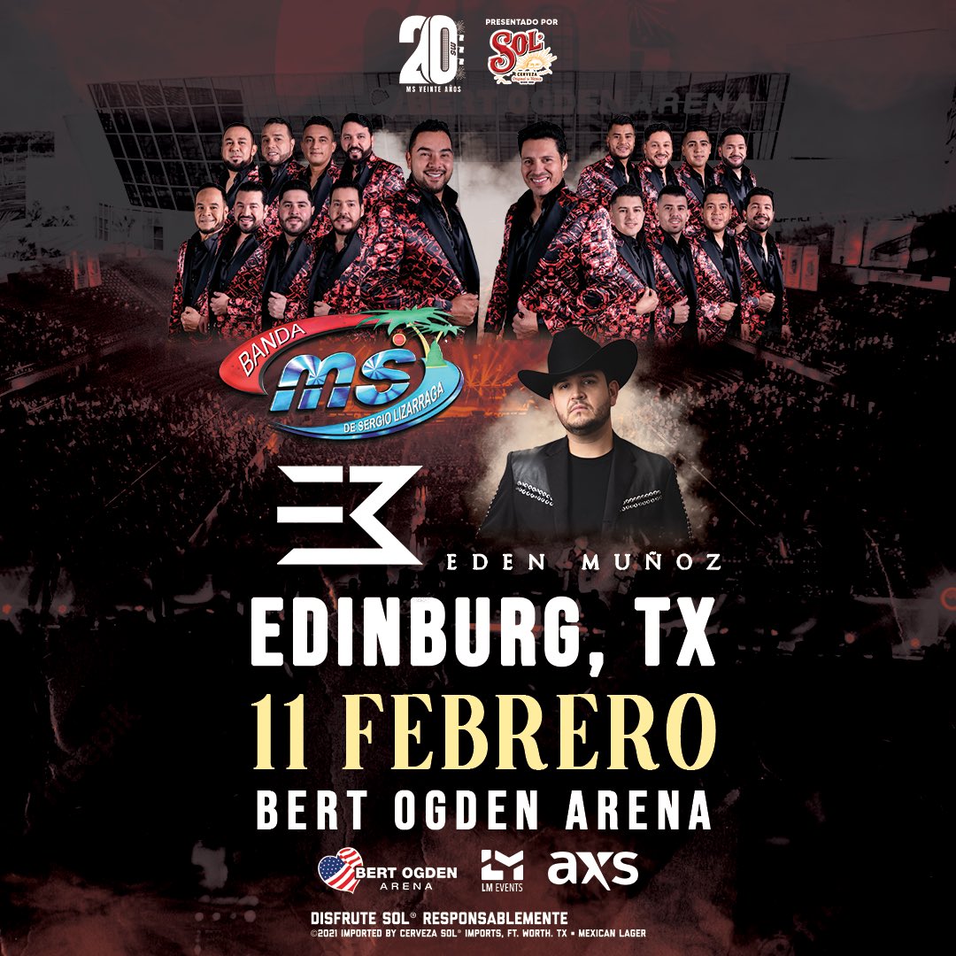 BANDA_MS's tweet photo. 💥¡Familia de Edinburg, Texas!💥 Nos vemos por allá el 11 de febrero para festejar con todo en Bert Ogden Arena 🎊 #MS20años 

🎫 Boletos disponibles aquí 👉🏼 https://t.co/pA9J945vot https://t.co/qKk9pIUMl2
