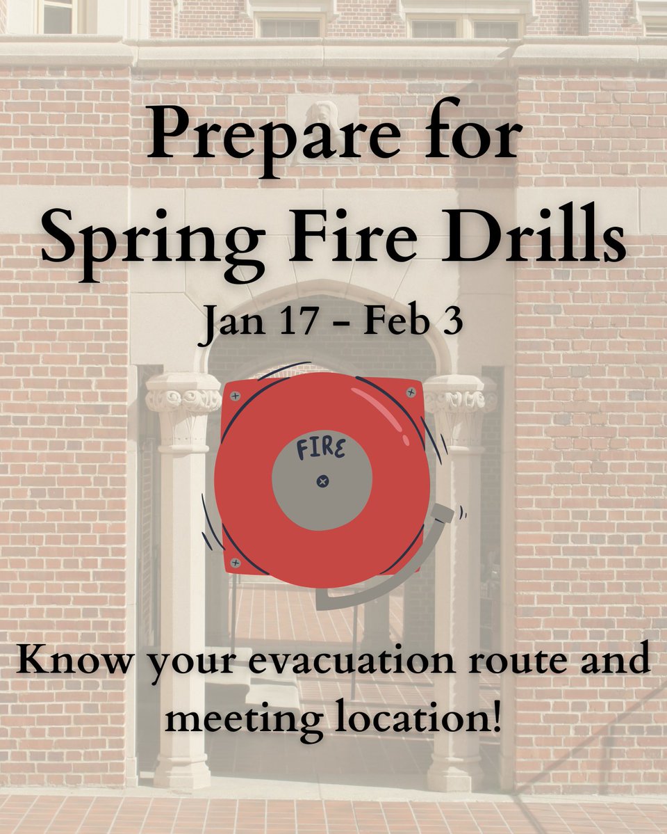 KeepFSUSafe's tweet photo. 🔥🔔 Fire drills are happening on campus starting TODAY (Jan 17) until Feb 3!

🗺️ Stay #SeminoleSAFE by knowing the evacuation route and meeting location from your classes or office. https://t.co/BjyzgAGdXX