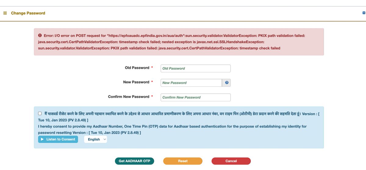 Aaravdudeja's tweet photo. @socialepfo Not able to login. Getting this error every-time. Please help https://t.co/jkBfYqrLRm