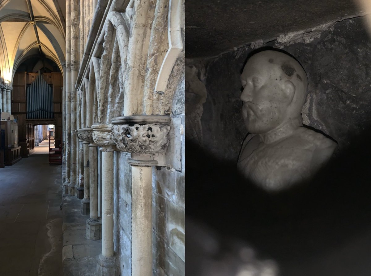 Thomas Strudwick’s tiny stone carving of King Edward Vll within a decorative stone carved capital Selby Abbey. He was employed after the ‘great fire’ of 1906. #SelbyAbbey #Selby #Abbey