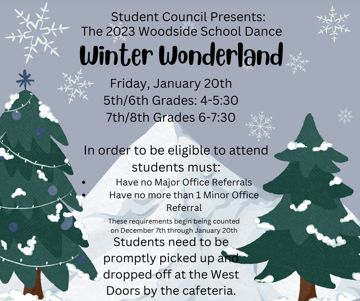 WoodsideMS's tweet photo. Winter Dance for those students meeting behavioral expectations! https://t.co/CnFsSuLBRw