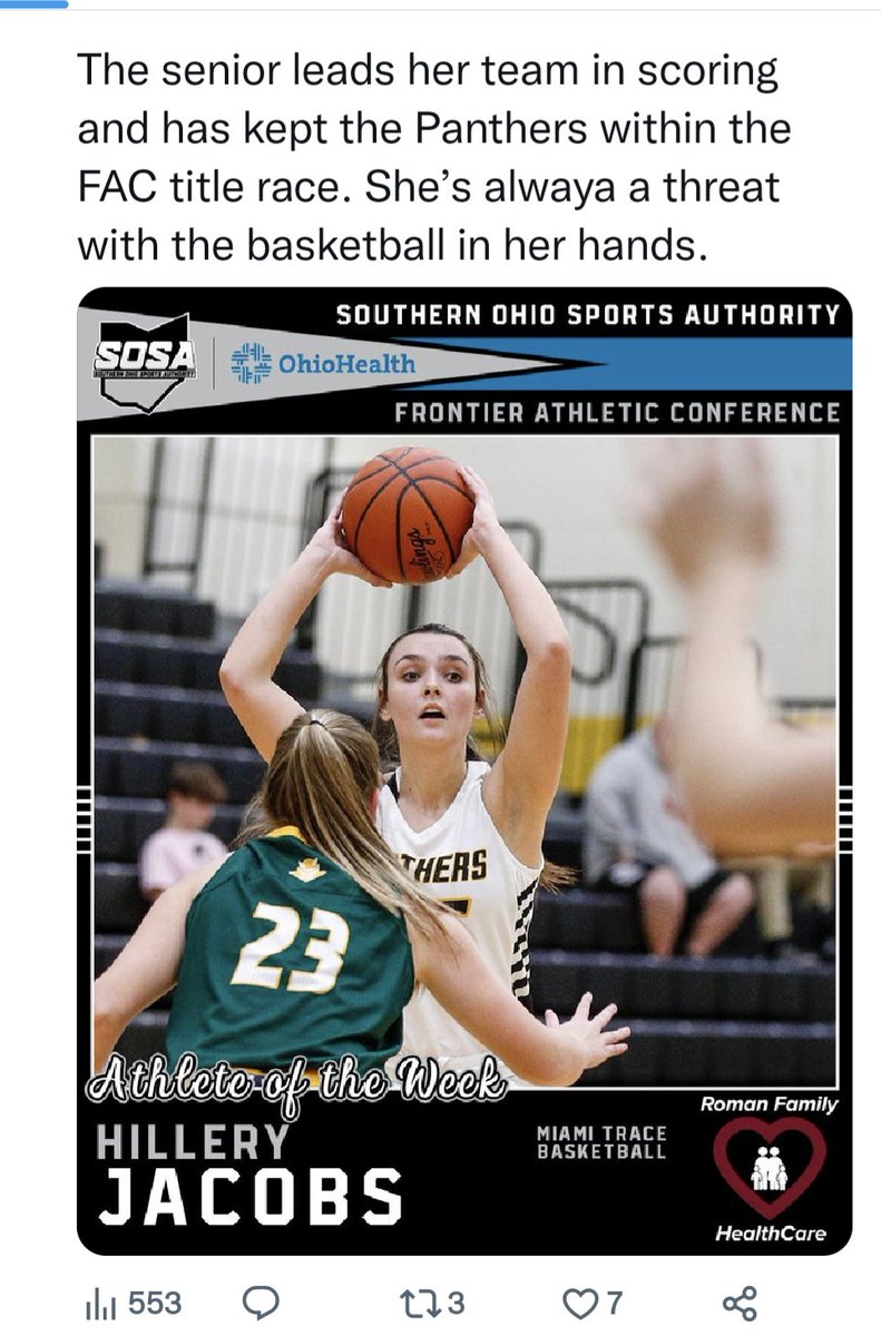Dayton Metro Hoops (@daymetrohoops) on Twitter photo Congrats to one of our '23s 5'10 sf <a href="/beanjacobs25/">Bean</a> (Miam Trace HS) selected FAC Athlete of the Week! 💪Bean is having a great Senior 🏀 Season and leading her Team in scoring! Nice work Bean! <a href="/MuskingumWBB/">Muskingum Women's Basketball</a> <a href="/WalshCavsWBB/">Walsh University WBB</a> <a href="/DubC_LQB/">Wilmington College Women’s Basketball</a> <a href="/wittwbb/">Witt Women's Basketball</a> Congrats to one of our '23s 5'10 sf <a href="/beanjacobs25/">Bean</a> (Miam Trace HS) selected FAC Athlete of the Week! 💪Bean is having a great Senior 🏀 Season and leading her Team in scoring! Nice work Bean! <a href="/MuskingumWBB/">Muskingum Women's Basketball</a> <a href="/WalshCavsWBB/">Walsh University WBB</a> <a href="/DubC_LQB/">Wilmington College Women’s Basketball</a> <a href="/wittwbb/">Witt Women's Basketball</a>