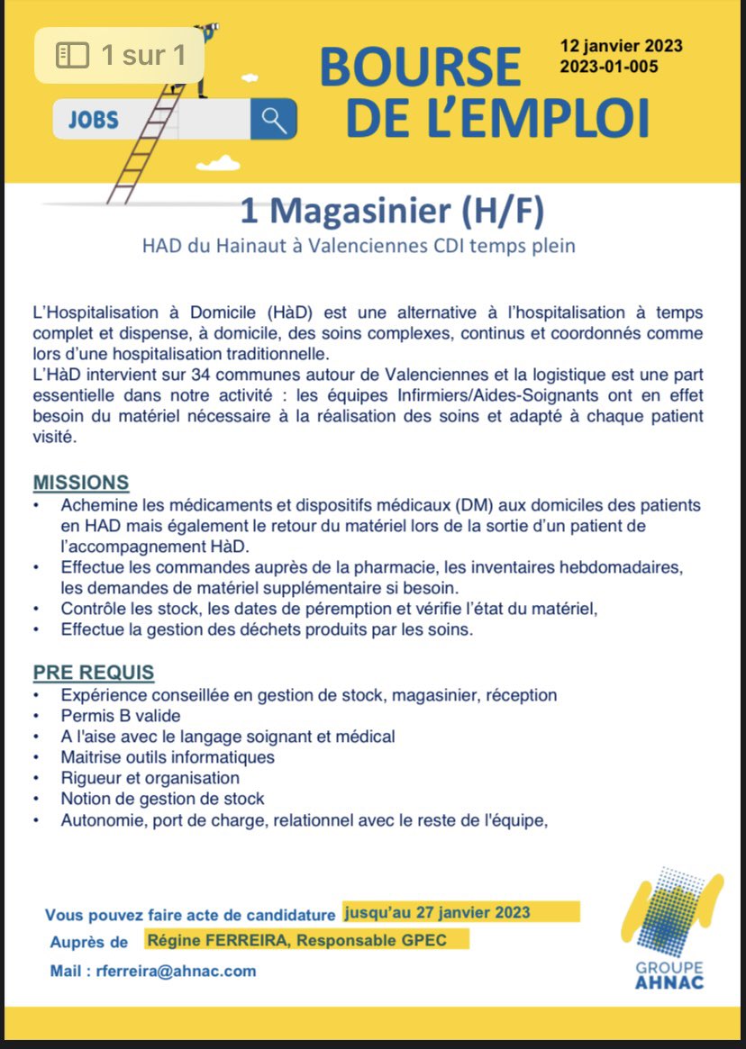 LecoeuvreValery's tweet photo. Après celles des IDE voici les bourses à l’emploi pour un(e) infirmier(e) de coordination et pour un magasinier dans mon service.
Si vous aimez les services novateurs et la QVT c’est par ici… https://t.co/fG9aKJoTrA