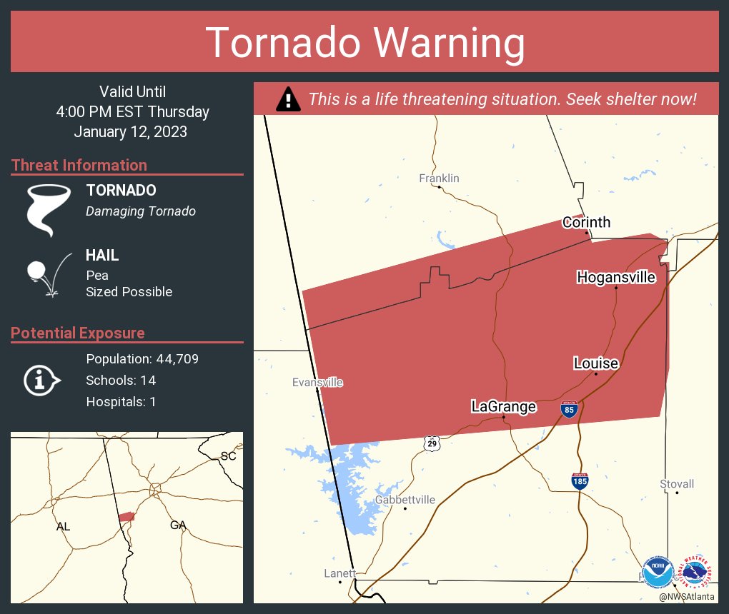 NWS Atlanta on Twitter "Tornado Warning continues for LaGrange GA