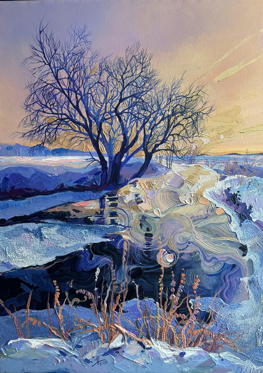 acrylic, canvas 50*70 cm 'river icing' #acrylicpainting #winterpainting #artkunst #artcurators