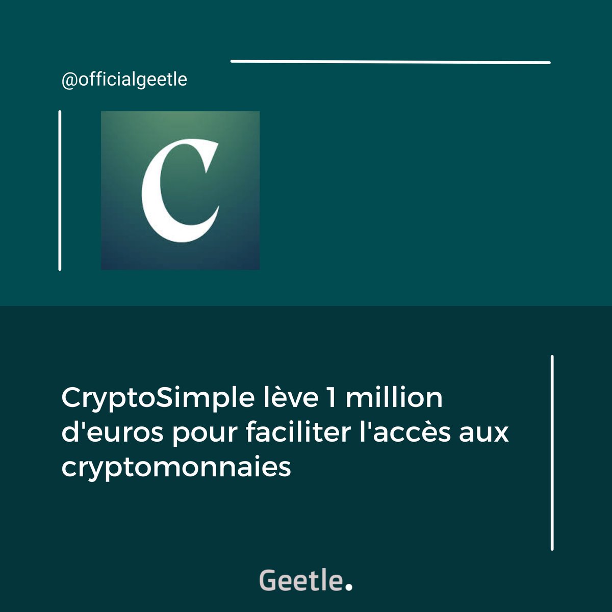 officialgeetle's tweet image. #CryptoSimple, qui propose des portefeuilles d&apos;investissement en #cryptomonnaies simplifiés et personnalisés, vient de lever 1 million d’#euros pour continuer à développer son activité. 
#bitcoins #bitcoinprice #bitcoinnews #cryptocurrency #crypto #cryptocurrencies #cryptonews