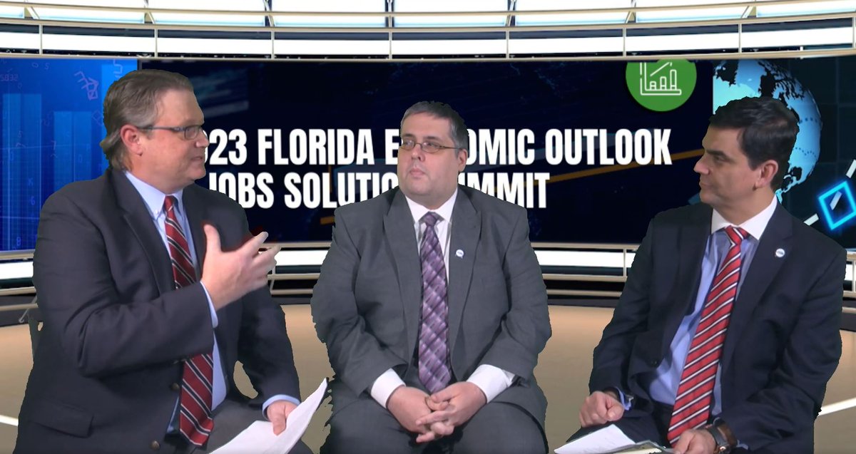 FLChamberFDN's tweet photo. Nearing the end of our 2023 #EOJSummit, @FlChamber economic experts @DaveSobush Dr. Ben Tabatabaei & @apcoelho discuss FL's economic future - econ & demographic predictions, policy considerations & the opportunities we can leverage in 2023 to move FL to the 🌎 top 10 by #FL2030. https://t.co/noc2lxSfUL