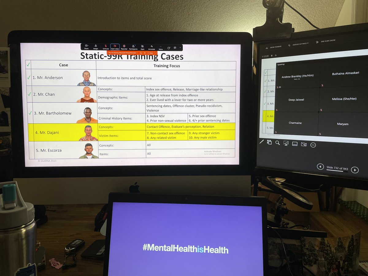 AEBrankley's tweet photo. Finished teaching #Static99r items, and on to our fourth case! Our @CAMHnews group may be small, but they are mighty! https://t.co/rOWOEMhcoR