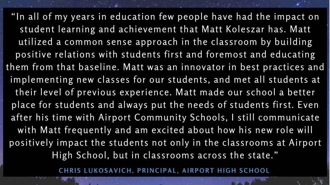 Rep. Matt Koleszar (@koleszar_matt) on Twitter photo .<a href="/AirportSchools/">Airport Schools</a> has been my educational home for well over a decade. From launching my own AP classes to my career as a legislator, they have supported me 💯. Thank you, Principal Lukosavich, and all of my past and present Jets! ✈️ .<a href="/AirportSchools/">Airport Schools</a> has been my educational home for well over a decade. From launching my own AP classes to my career as a legislator, they have supported me 💯. Thank you, Principal Lukosavich, and all of my past and present Jets! ✈️