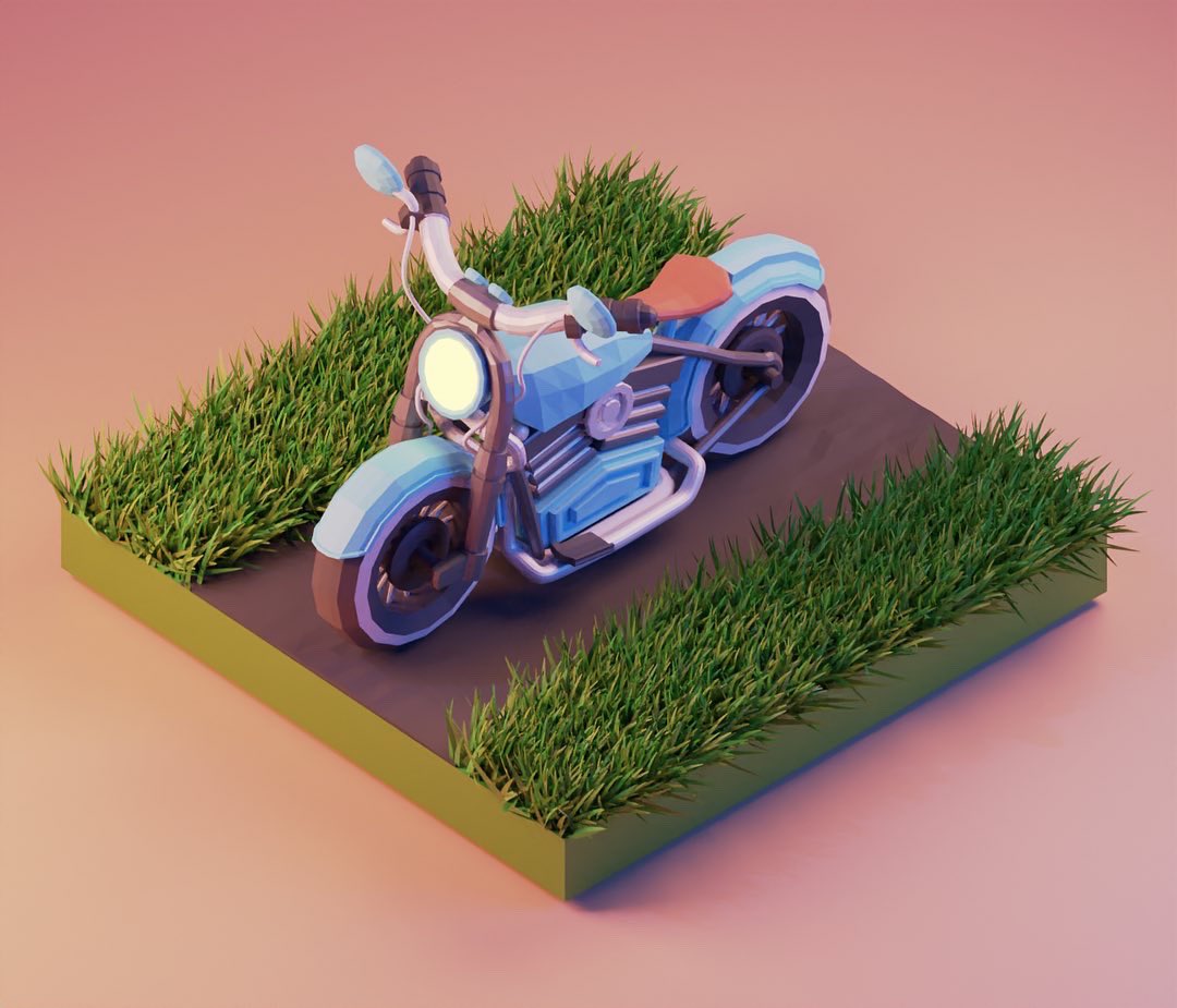 Homegrown motorcycle #lowpoly #blender3d