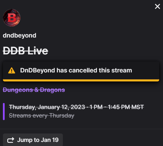 They're scared. <a href="/DnDBeyond/">D&D Beyond</a> have cancelled their stream today. 

Even <a href="/Wizards/">Wizards of the Coast</a> employees are coming out to say how they hate what WotC are doing to the OGL 1.1. 
Creators hate it, the community hate it, the people at WotC hate it.

And yet, still nothing. #OpenDnD #StopTheSub