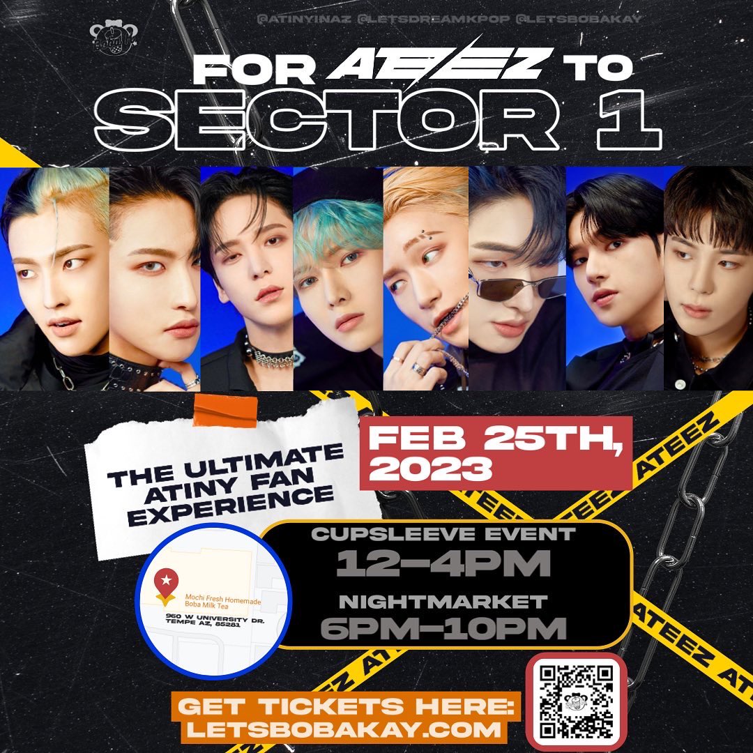 atinyinaz's tweet photo. We hear you. And weโre here to tell you about all the goodies we have in store for you. You do not want to miss this. Join us the 25th of February! For ATEEZ to Sector 1! #ateez #atinyxateez #ateezinphx #fellowshipinaz #atiny #ateezevent #ateezcupsleeveevent https://t.co/MaAGAoOWXN