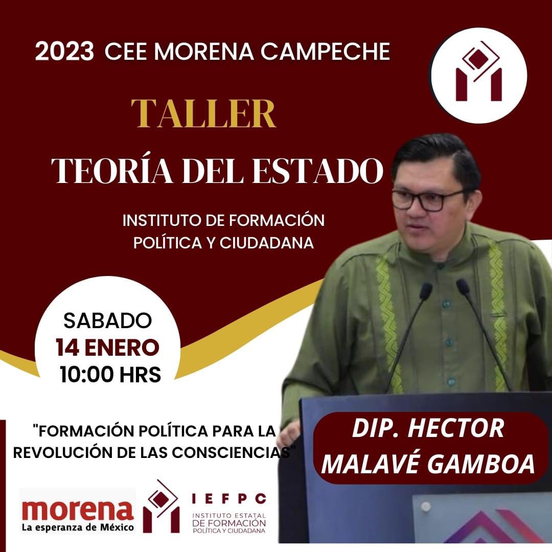 iefpc_morena's tweet photo. 📌El IEFPC convoca a las y los protagonistas del cambio verdadero y simpatizantes de morena a participar en el siguiente curso denominado "Teoría Moderna del Estado" 
Para realizar tu registro deberás llenar la ficha de registro disponible en: https://t.co/SLdISogKEh https://t.co/9UXGuCtcIB