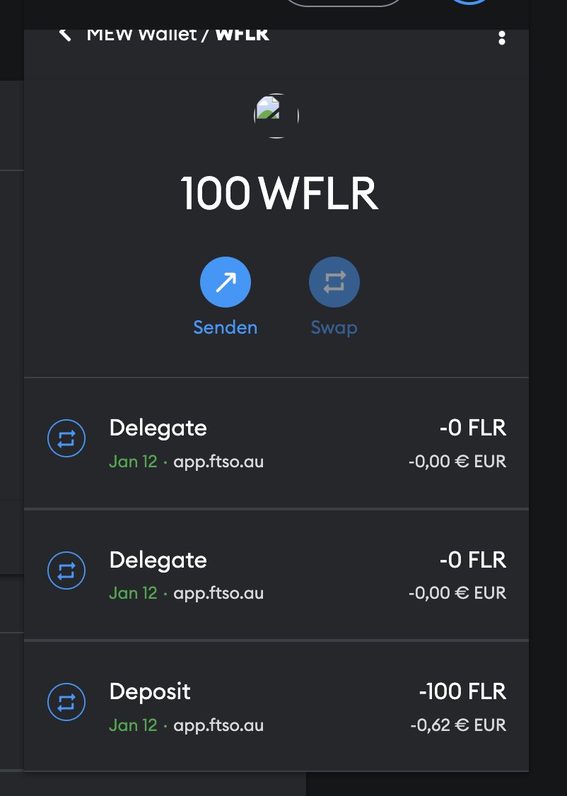 crypto2calc's tweet photo. @ftso_au I don't get it. Deposit 100 FLR then delegate 50% to Bitfrost and 50% to ftso. Gas is calculated, but why is the transaction -0 FLR. In flare-explorer transaction is confirmed with transaction fee but with value 0? https://t.co/9uEb0I6Xyl