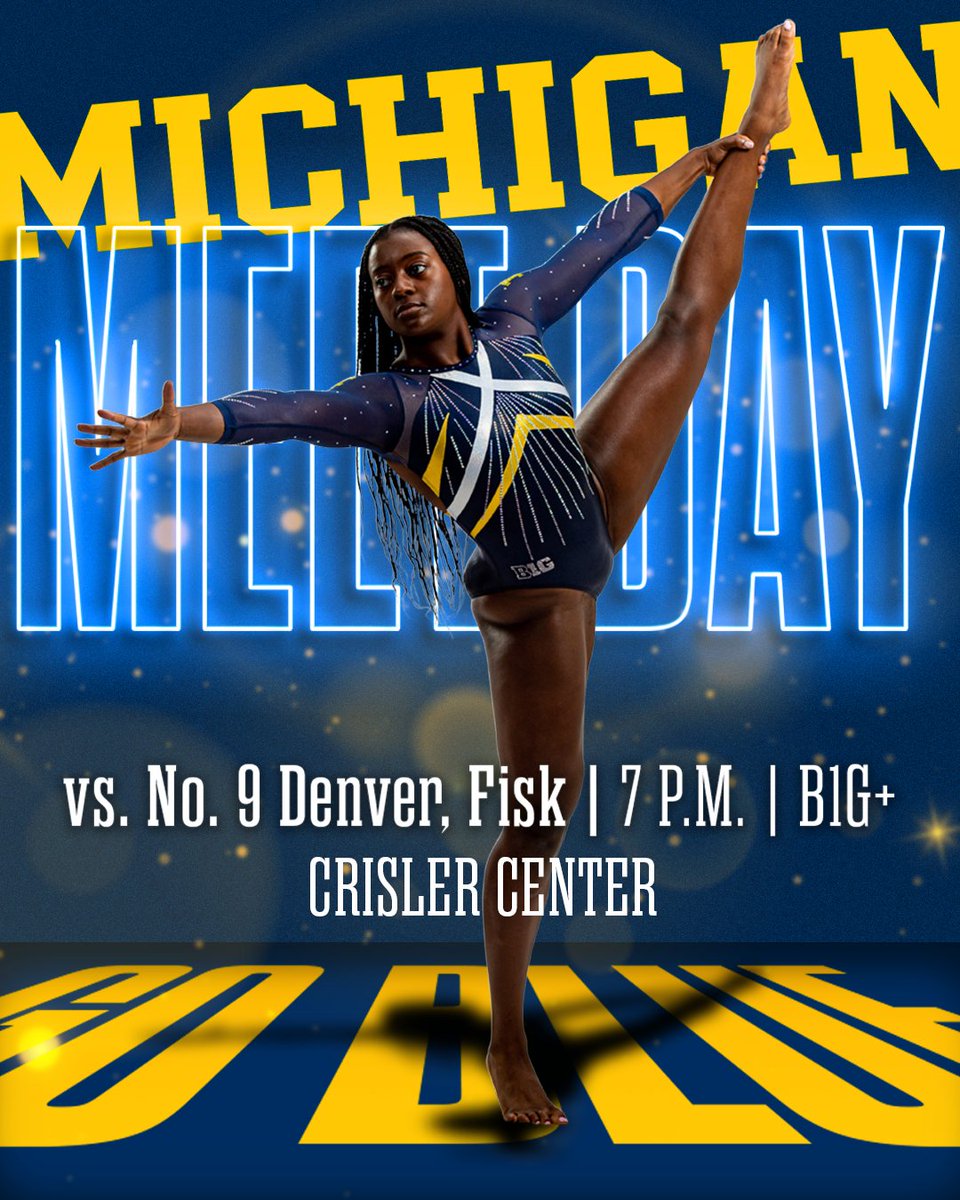 IT'S MEET DAY!

🆚: No. 9 Denver, Fisk
📍: Ann Arbor, Mich. 
🏟: Crisler Center
🕖: 7 p.m.
🎟: bit.ly/3WmmKut
📊: bit.ly/3IJQXAd
📺 ($): bit.ly/3XsB6do

#GoBlue