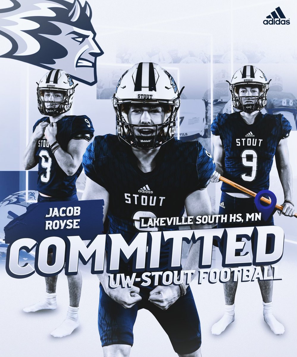 I am excited to announce that I will be continuing my academic and athletic career <a href="/uwstout/">UW-Stout</a>! Thank you to all my friends, family, and coaches that helped me through the process. <a href="/UWStoutFootball/">UW-Stout Football</a> <a href="/BlueDevil_HC/">Clayt Birmingham</a> @TYaeggi_UWStout <a href="/LSHSCougarsFB/">Lakeville South Football</a>