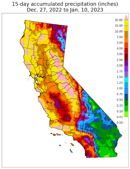 NWSWPC's tweet photo. One positive outcome of the recent precipitation in the West is its impact on the ongoing drought. The updated US Drought Monitor shows noticeable improvement of drought conditions in California. Despite the record rainfall, much of the state is still enduring drought conditions. https://t.co/BmCQh8w9vL