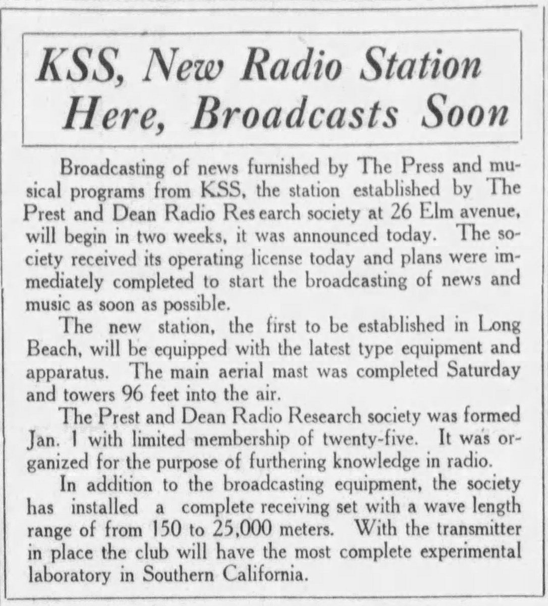 KSS_RRSLB's tweet photo. April 22 1922: KSS receives operating license to start broadcasting. https://t.co/2kcjx7W3zd