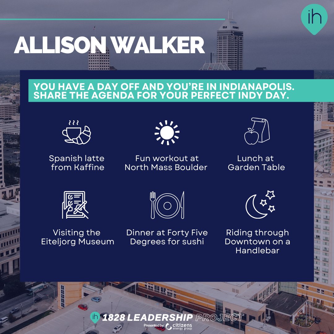 IndyHub's tweet photo. For Allison Walker, Indy is the perfect size with lots of offerings. This is one of the reasons she decided to pursue her degree at IUPUI. Allison enjoys giving back to the community and volunteers as a high school swim coach. 

#1828project presented by @citizensenergy https://t.co/3ThiXZqEin