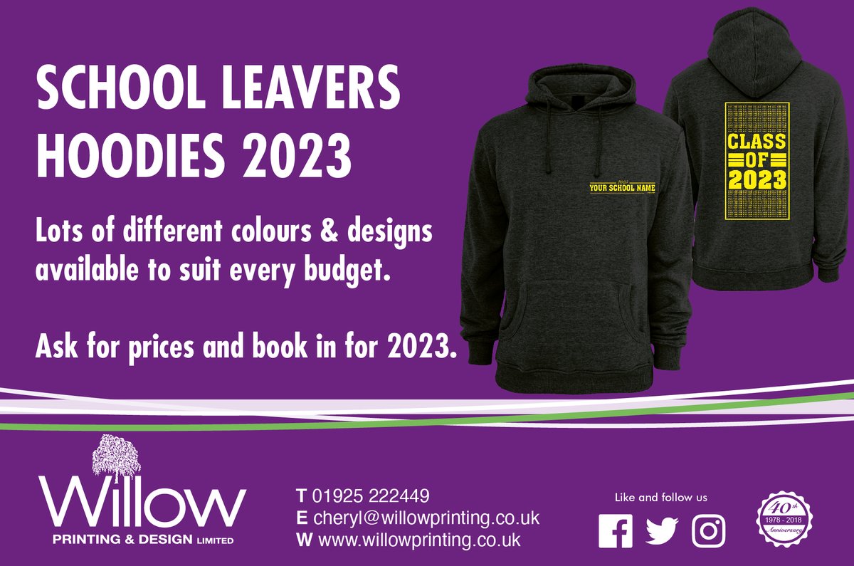 CherylWillow's tweet image. Is your school or college looking for leavers hoodies?
Lots of different colours and designs to choose from.
Order willowprinting.co.uk or DM to discuss.
#liverpoolhour #liverpoolschools #liverpoolprimaryschools #liverpoolcollege